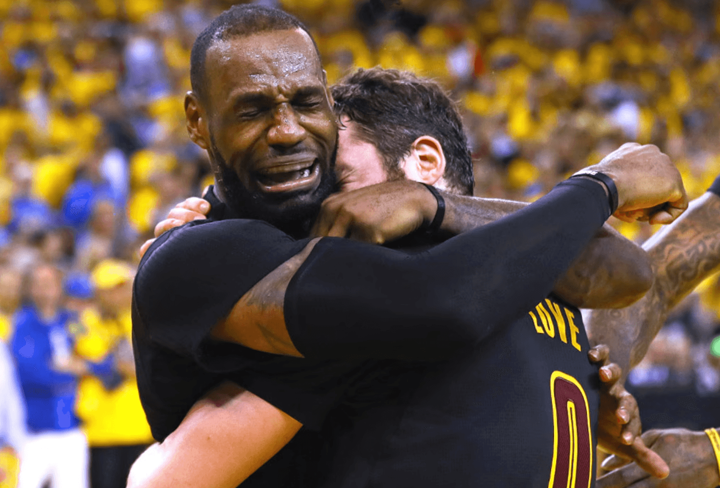 Crying LeBron meme - The iconic moment from 2016 NBA Finals Game 7 when LeBron cried after winning the championship for Cleveland. 'When you remember you have Olive Garden leftovers' - Internet's favorite reaction.