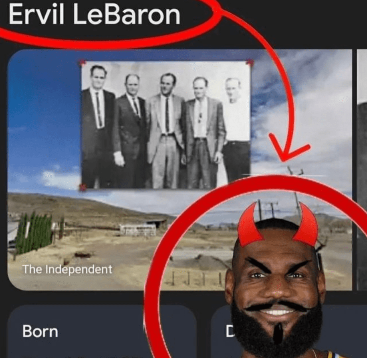 Ervil LeBaron x LeBron meme - A play on similar-sounding names, combining LeBron with cult leader Ervil LeBaron, featuring 'You Are My Sunshine' remixes and 'evil LeBron' themes.